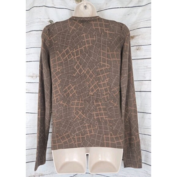 TSE Animal Geo Print 100% Cashmere Sweater Cardigan XS Brown Womens Button Front - Picture 5 of 9